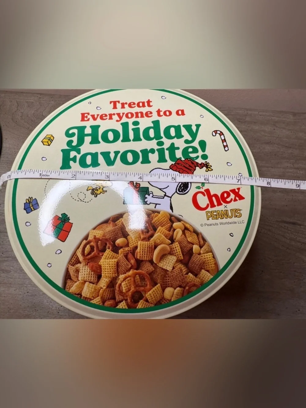 Peanuts and Chex Collab Holiday Tin Container 2025